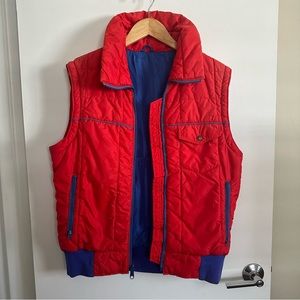 Vintage 1980s Levi's Red & Blue Nylon Full Zip Puffer Vest